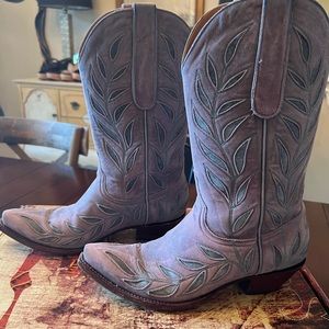 Old Gringo Hojas Leaves Lavender Blue Boots Size 8.5 Beautiful!